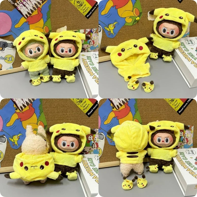 17cm Labubu Doll Clothes โ Cute Pikachu Style (Clothes Only)