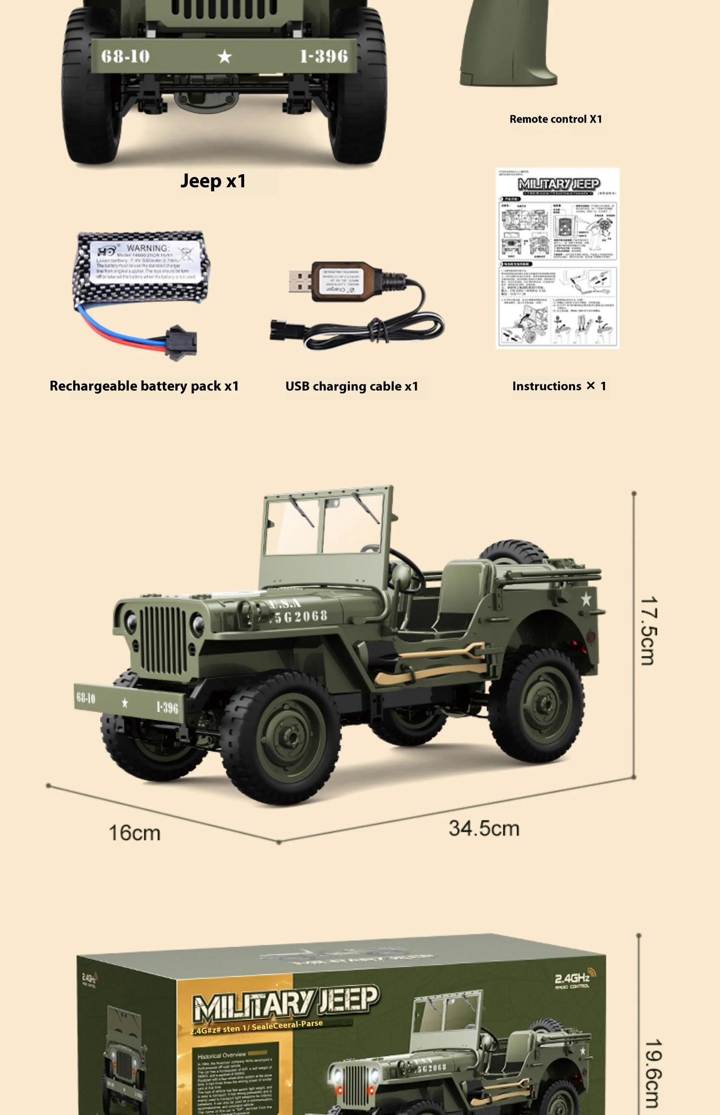 ๐ 1:10 Remote Control Jeep โ Adventure-Ready & Highly Detailed! ๐ฟ๐