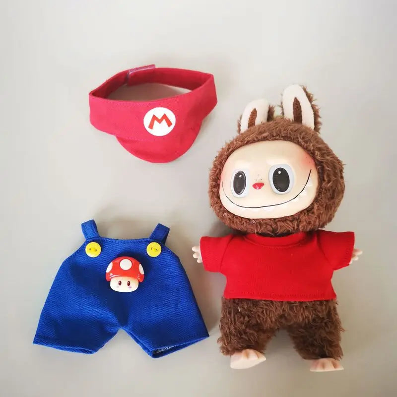 17cm Labubu Clothes – Super Mario Cosplay Outfit (Clothes Only)