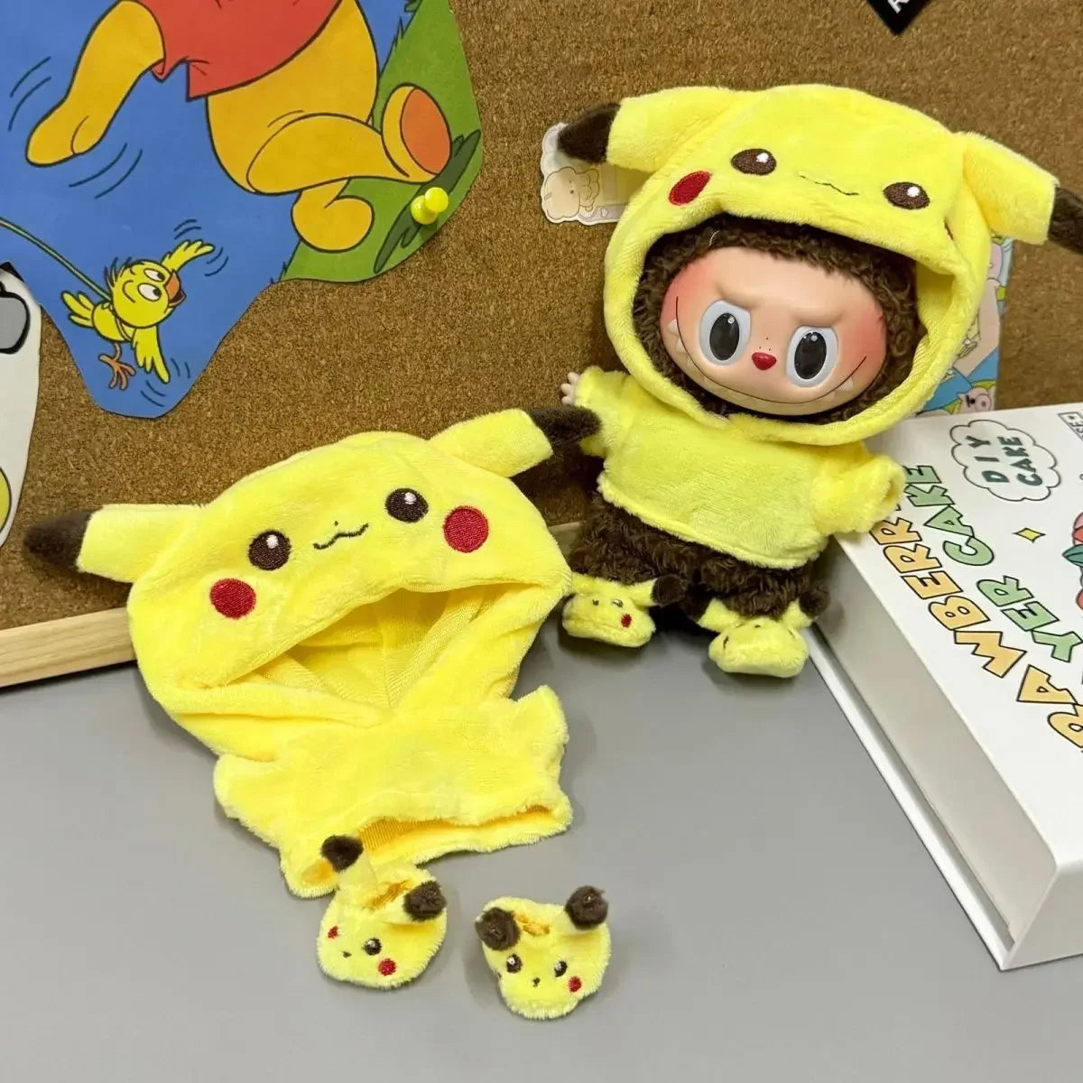 17cm Labubu Doll Clothes – Cute Pikachu Style (Clothes Only)