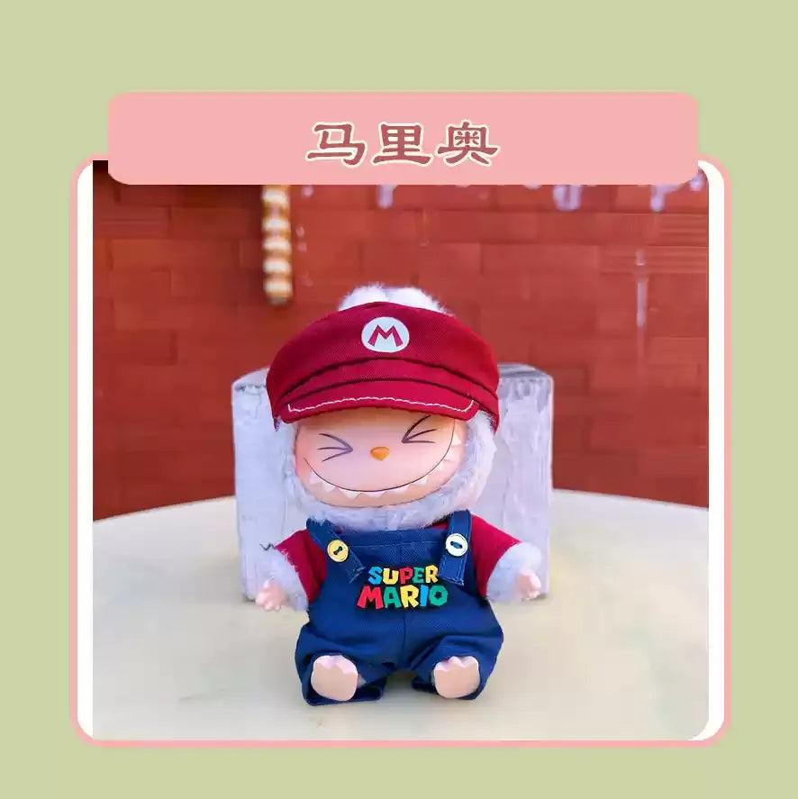 15cm Labubu Mario Cosplay (Doll Clothes only)
